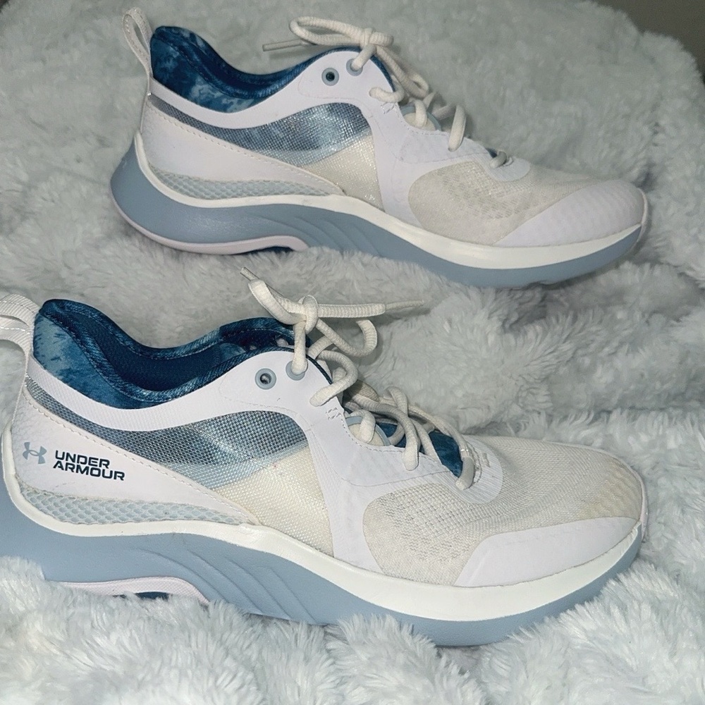 Under Armour Women's White and Blue Athletic Shoes